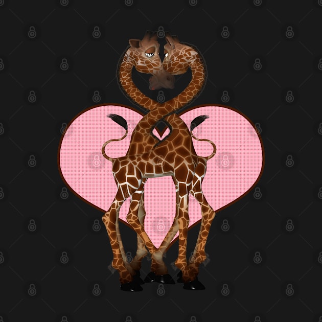 Love Heart Giraffes With Necks Entwined by Ricaso