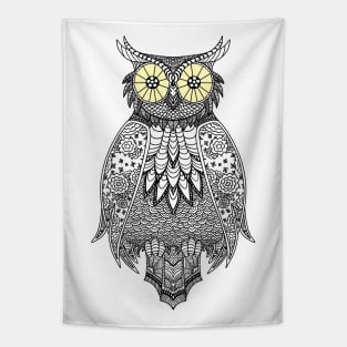 Owl Lineart Black Tapestry