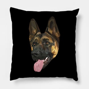 German Shepherd Low Poly Art Pillow