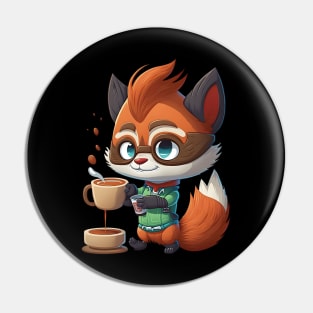 Red Panda & Coffee Kawaii Anime Bear & Coffee Lover Gamer Pin