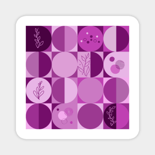 repeating geometry pattern, squares and circles, ornaments, magenta color tones Magnet