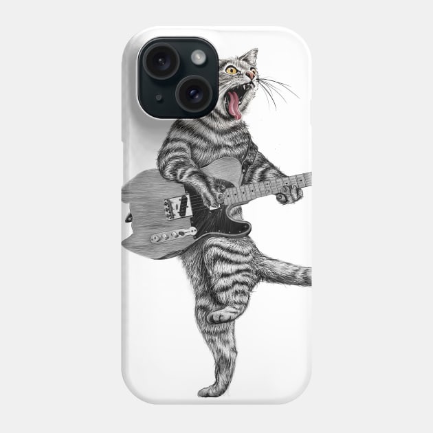 Buskers Guitar Cat Phone Case by Dual Rogue