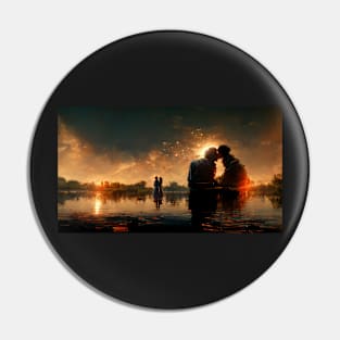 Kissing in the sunset Pin