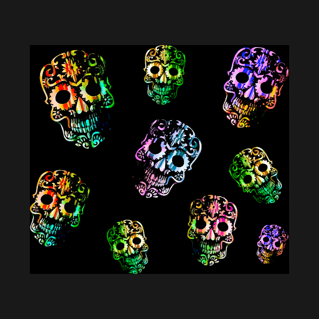 Multicolor Skull on Black by YamyMorrell