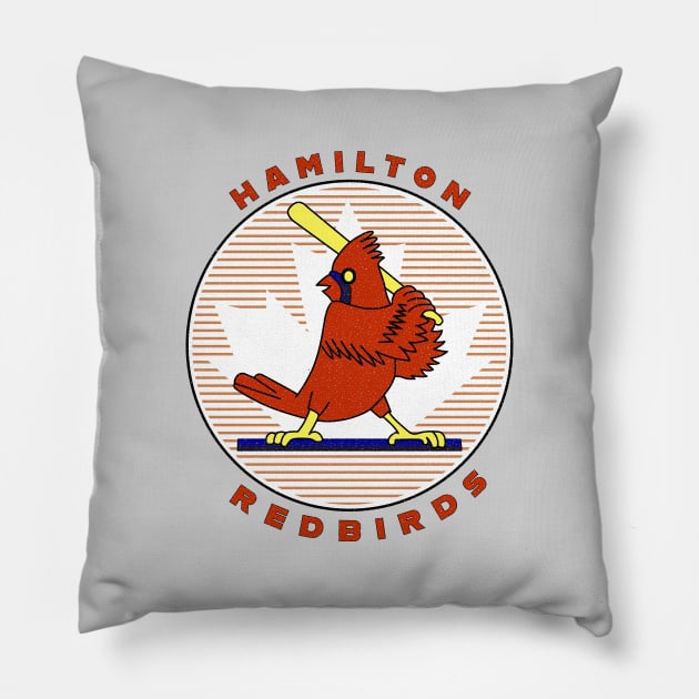 Vintage Hamilton Ontario Redbirds Baseball 1988 Pillow by LocalZonly