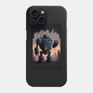 Giant futuristic robot attacking the city Phone Case