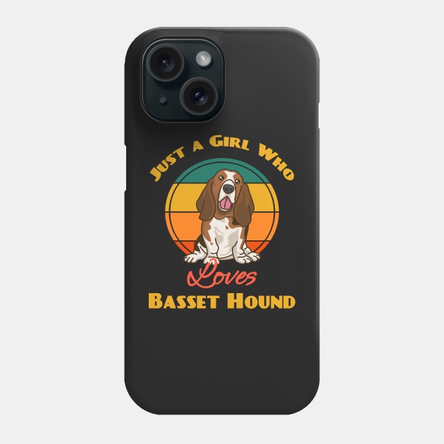 Just A Girl Who Loves Basset Hound Dog puppy Lover Cute Sunser Retro Phone Case by Meteor77