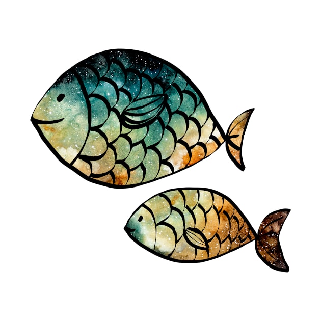 Watercolor Fishes by Cordata