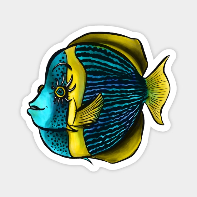 Angelfish Tropical Fish With Eyelashes Magnet by Boriana Giormova