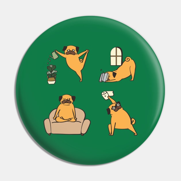 Pug Yoga at Home Pin by huebucket