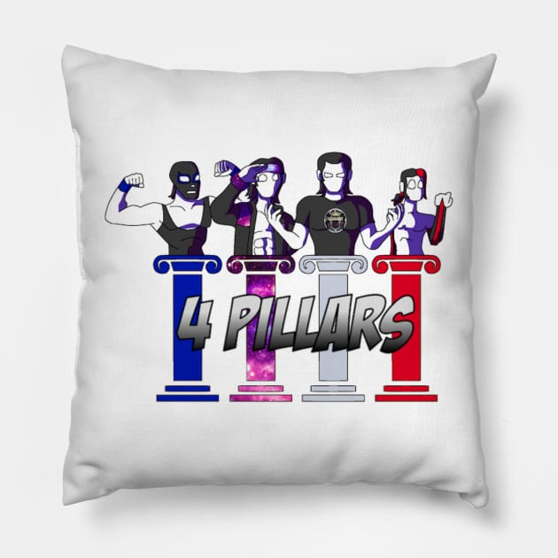 The Four Pillars of Wrestling-White Pillow by Hero915Gmo