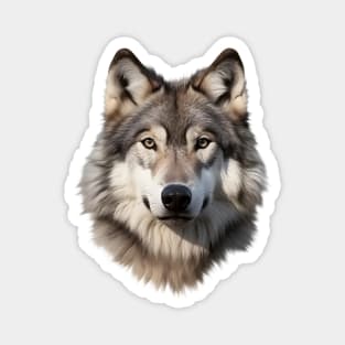 Wolf Head (grey/white) Magnet