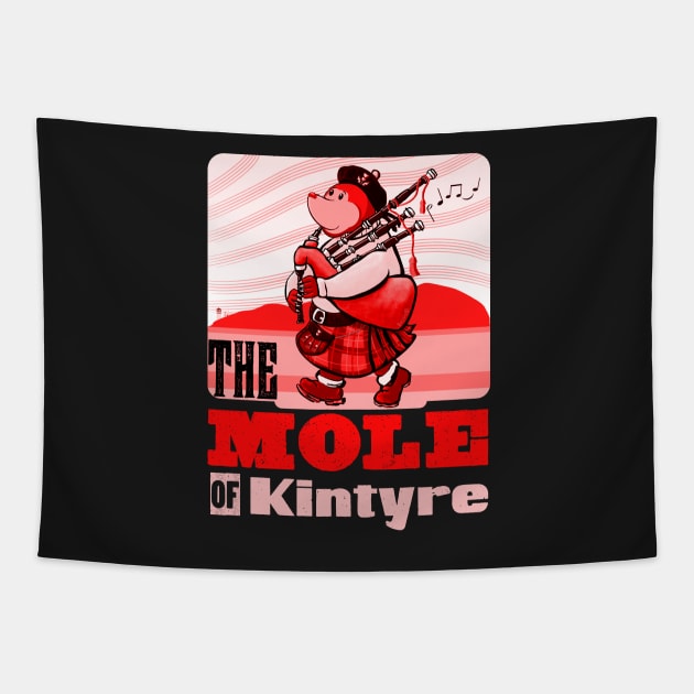 Scots Bagpipe Playing Mole Of Kintyre Pipe Band Tapestry by brodyquixote