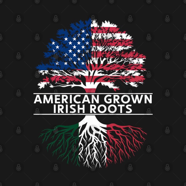 American Grown Irish Roots USA Ireland Flag Heritage Tree by gemmabhonde