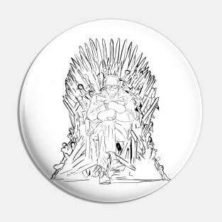 Bernie Sanders mittens on a throne of spades - black and white Pin