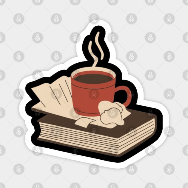 Vintage Books and Coffee Aesthetic Magnet by SR8891
