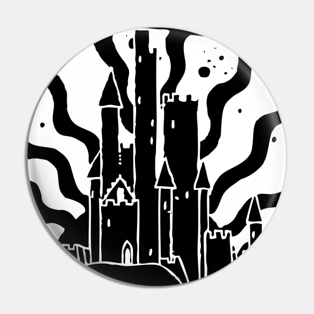 Old Castle Silhouette Pin by LineXpressions