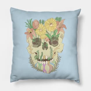 Skull with Flowers Pillow