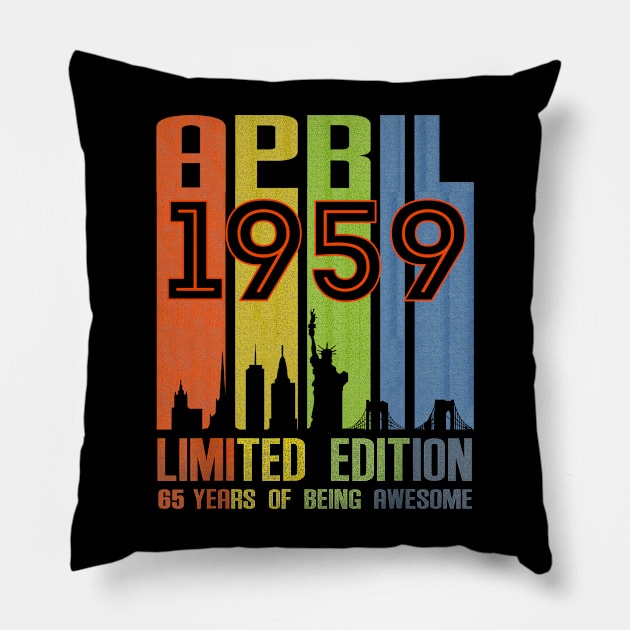 April 1959 65 Years Of Being Awesome Limited Edition Pillow by Red and Black Floral