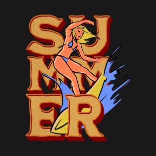 Retro Summer Surfer Girl T-Shirt