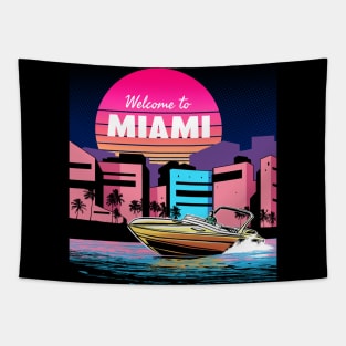 Welcome to Miami Vaporwave Sunset Tapestry