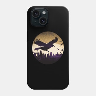 Raven over Baltimore Skyline T-Shirt: A Striking Cutout Tribute in Purple, Black, and Gold Phone Case
