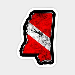 Mississippi Dive Flag Scuba Diving State Map Dive Flag Distressed Magnet