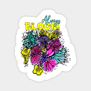 Always Bloom Watercolor Line Art Floral Drawing Magnet