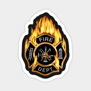 Flaming Gold Firefighter Badge Magnet