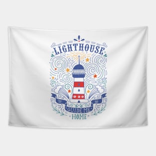 Lighthouse with a hand-lettering quote Tapestry