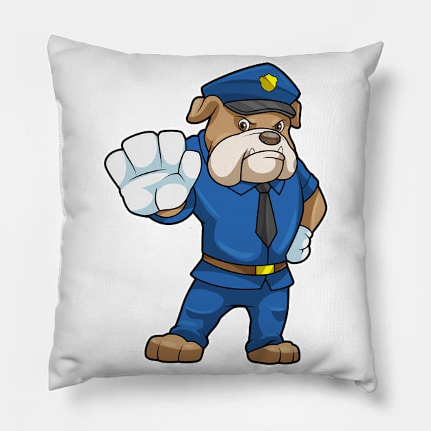 Dog as Police officer with Police uniform Pillow by Markus Schnabel