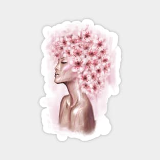 Pretty young girl with flowers in hair. Magnet
