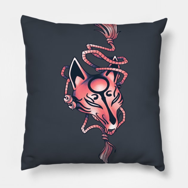 Kitsune Mask Pillow by Scottconnick