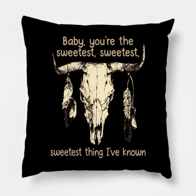 Baby, You're The Sweetest, Sweetest, Sweetest Thing I've Known Skull Music Feathers Bull Pillow by Beetle Golf