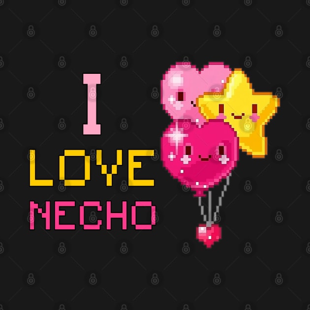 I Love Necho Pink 8 Bit Heart And Yellow Star by Pharaoh Shop