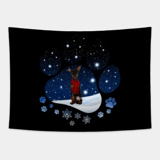 Snow Paw Miniature Pinscher Christmas Winter Holiday Tapestry