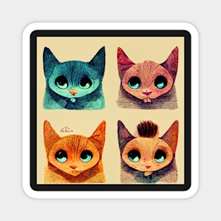 Cute Cat pattern 41 regular grid Magnet