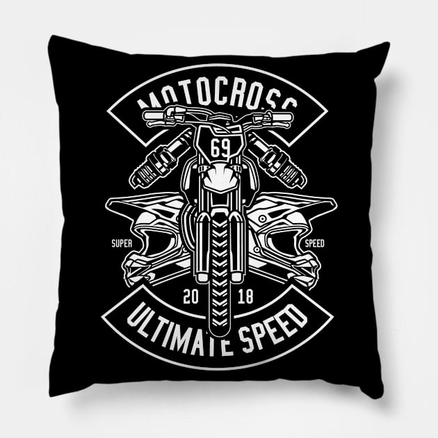 Classic Motocross Dirt Bike Racer Pillow by Z1