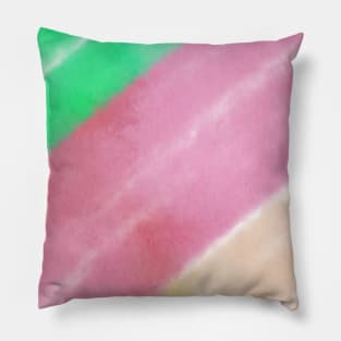 Green yellow red watercolor abstract art Pillow