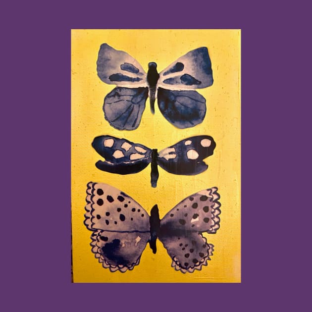 Butterfly Art With Yellow Background by courtneylgraben