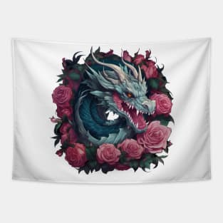 Dragon in a Wreath of Roses Tapestry