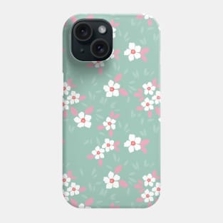 Green White Pastel Color Flower Pattern Phone Case