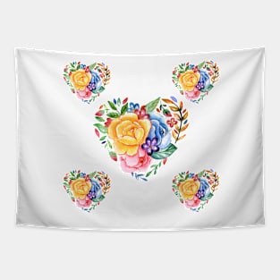 Valentine Floral Hearts Tapestry