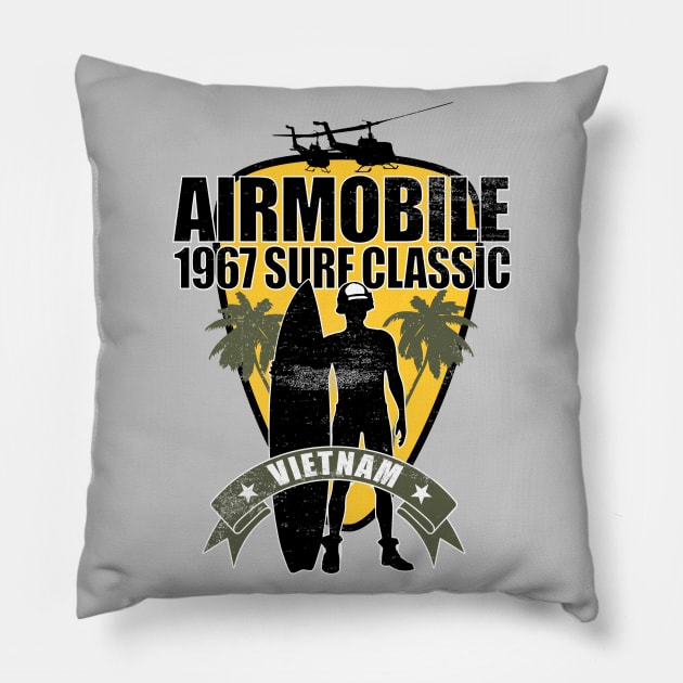 Airmobile1967 Surf Classic Vietnam (distressed) Pillow by TCP