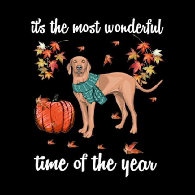 Vizsla Dog Autumn Fall Most Wonderful Time Maple Gift by AstridLdenOs