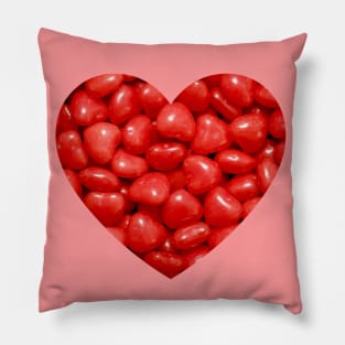 Red Cinnamon Hearts Valentines Candy Photograph Heart Pillow