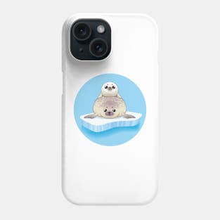 Cute seals family cartoon character design. vector Illustration. Phone Case