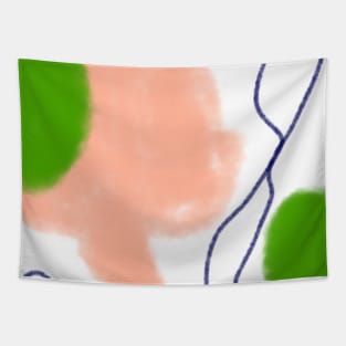 Orange green watercolor art design Tapestry