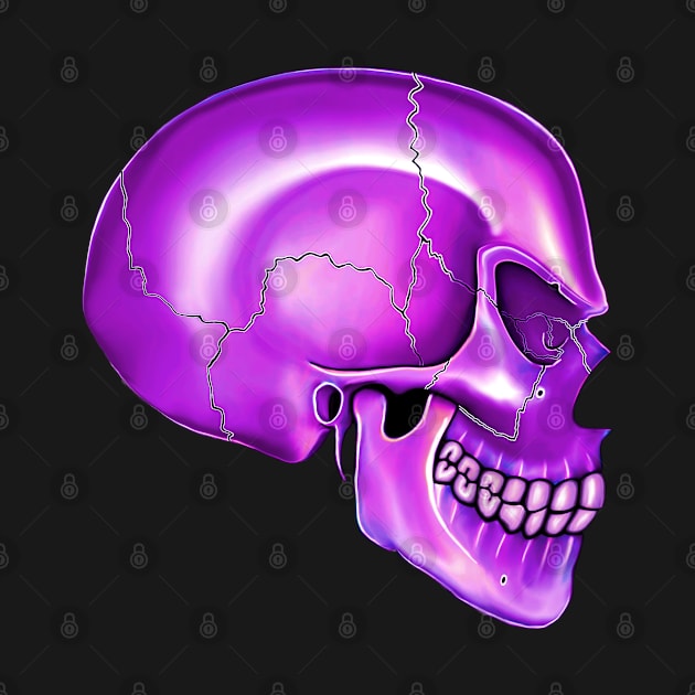 Purple Angry Skull Side View by Costa Clinic