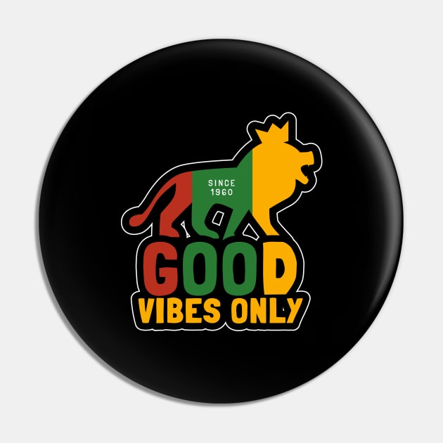 Good Vibes Only, Reggae Conquering Lion With Crown Pin by emmjott